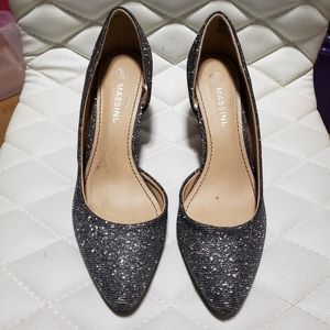 Shimmery black and silver heels